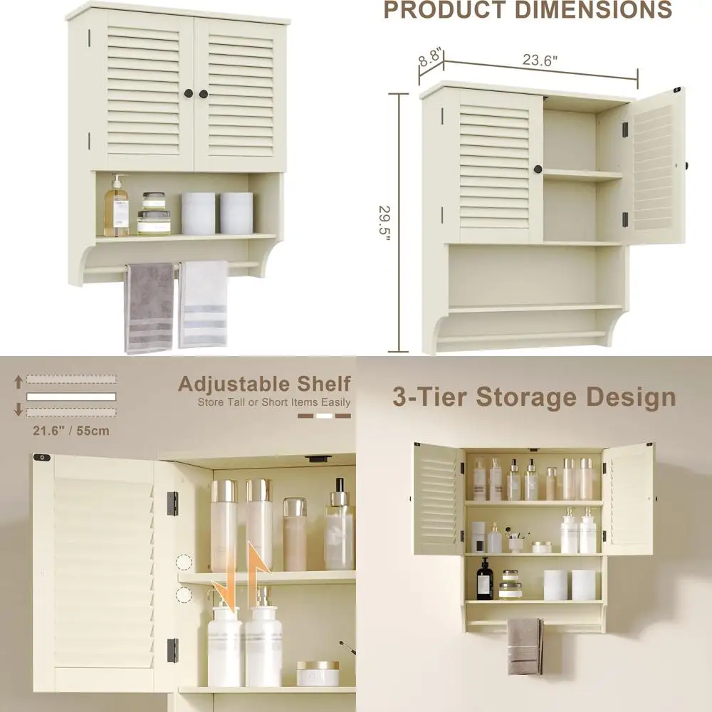 

Шкаф для хранения над унитазом с держателем для полотенец, большой вместимости, кремово-желтый