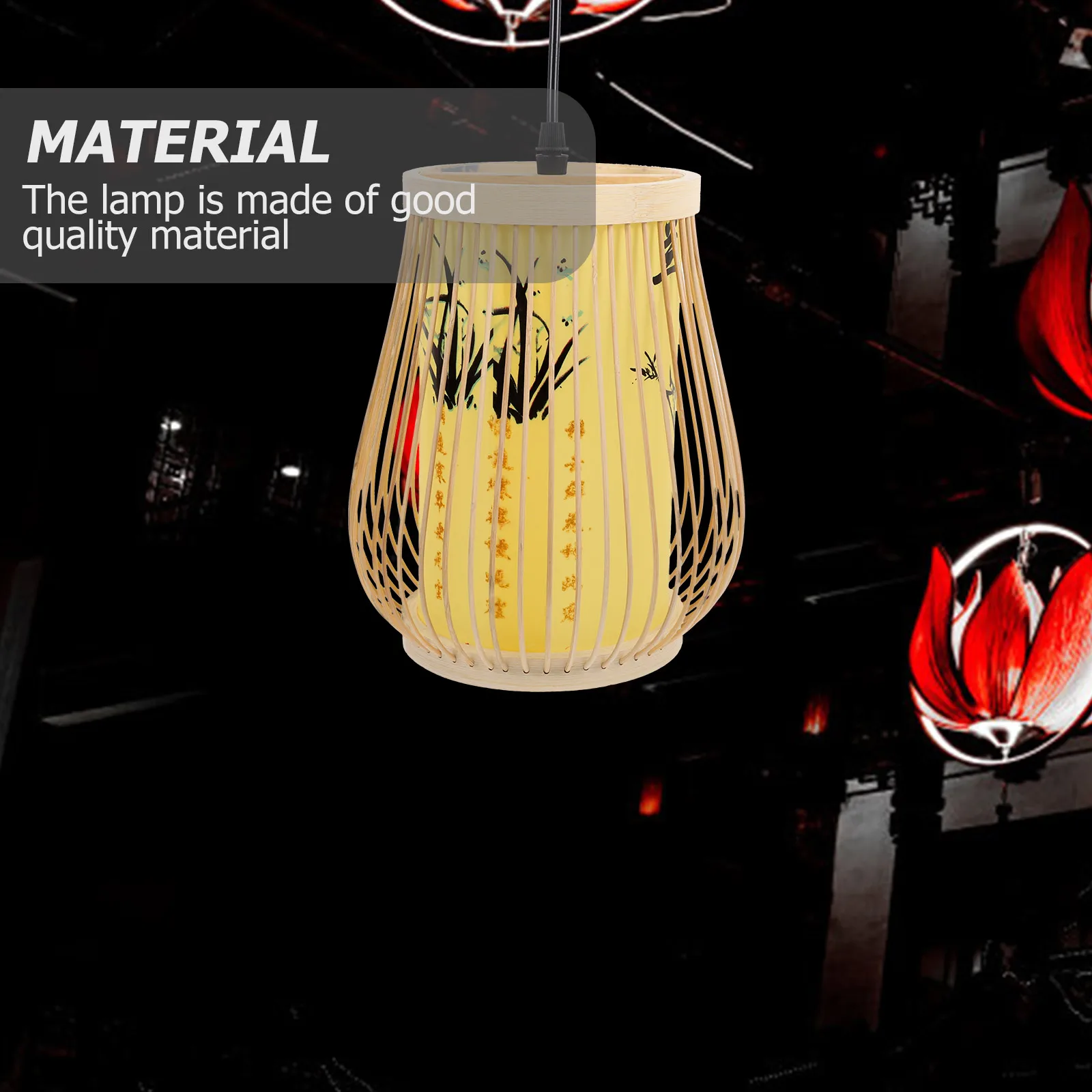 

Bamboo Woven Light 20x23cm Chinese Style Hanging Lamp LED Home Bar Restaurant Lighting Ceiling Pendant Bamboo Ch Warm