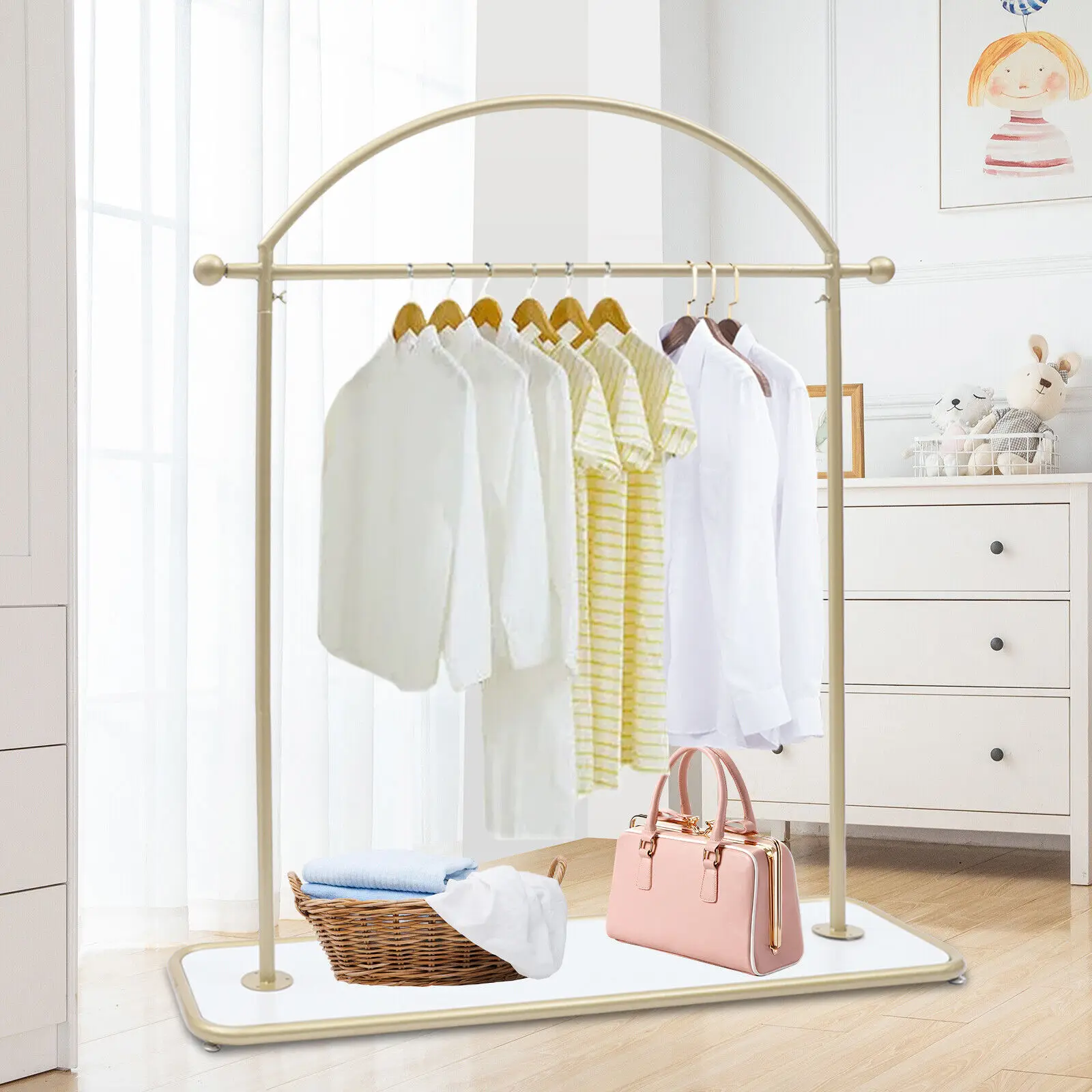 Garment Rack Wedding Dress Display Rack Clothing Hanger Stand Adjustable Gold