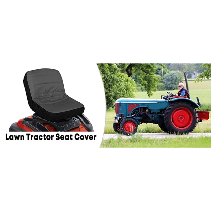 2Pack Universal Riding Lawn Mower Tractor Replacement Accessories Seats Cover Padded Comfort Pad Storage Pouch Medium Black