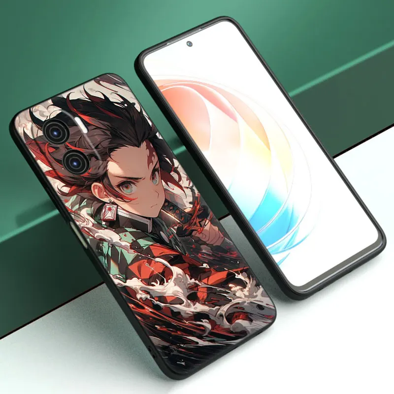 Anime Tanjiro Kamado Cartoon Cover Black Etui na telefon dla Honor X5 Plus X6 X7 X8 X6A X6S X7A X8A X9A X9B 70 90 Lite X30i X40i X50i