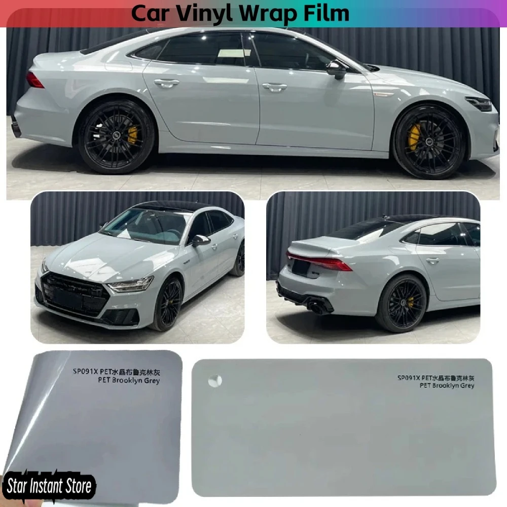 

Film Super Gloss Crystal Brooklyn Grey Vinyl PET Liner 1.52*17m PVC/PET Roof Automotive Protective Film Bubble Free Vinyl