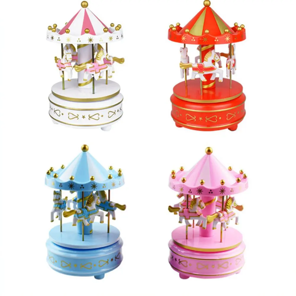 Elegant Carousel Music Box Mechanical Rotating Figurine Classic Desktop Decoration Gift For Birthday Holiday