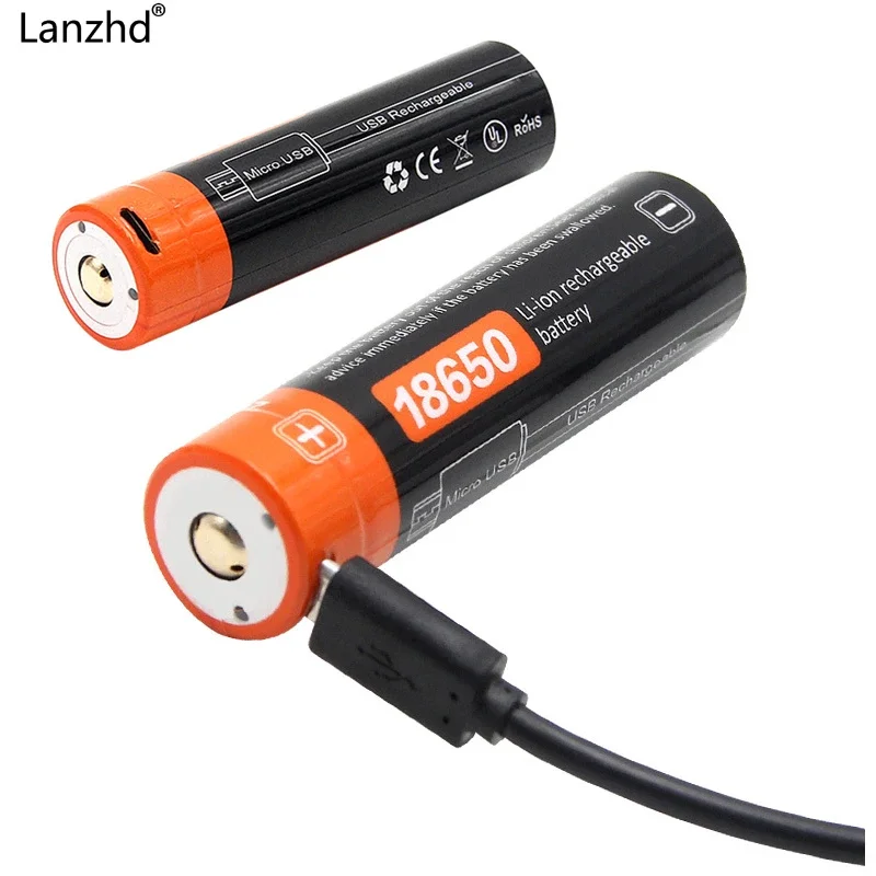 18650 Battery Li-ion 3.7v USB Rechargeable batteries 18650 2600mAh Actual High Capacity Micro USB DC-Charging Intelligent Cell