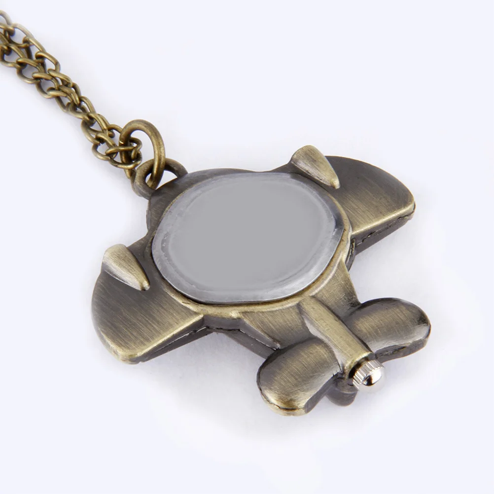 

Retro Aircraft Shape Alloy Pocket Watch Bronze Creative Keychain Decorative Accessory Necklace for Sweater Keyring Unique Gift