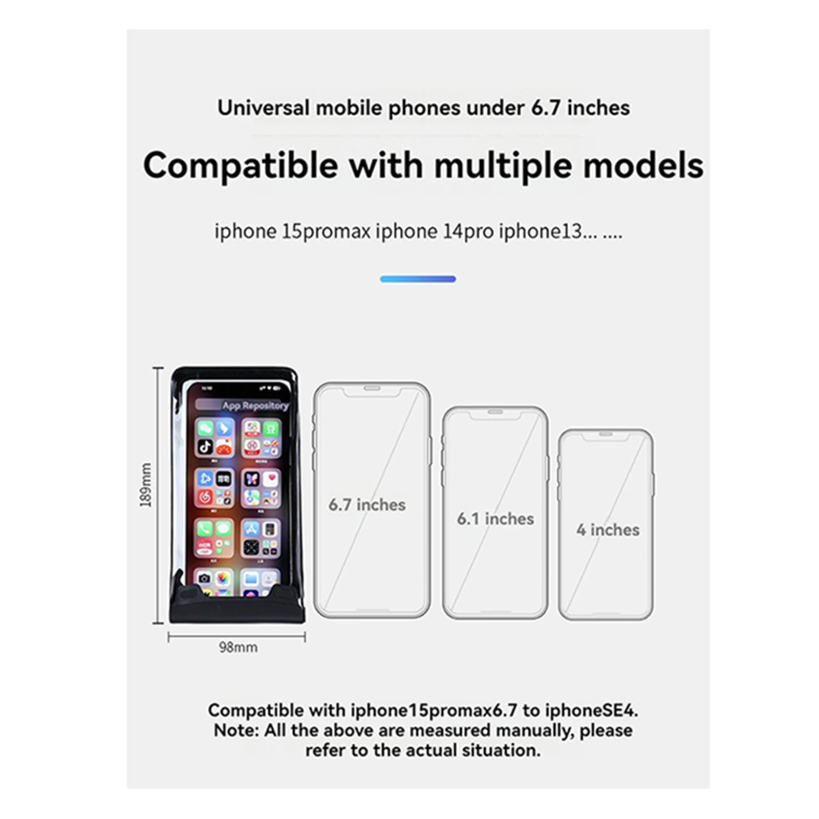 TPU กันน้ําหน้าจอสัมผัสกระเป๋าโทรศัพท์ผู้ถือเปลือกแข็ง 6.7 "กระเป๋าโทรศัพท์ 360 °   ขายึดแบบหมุนสําหรับจักรยาน/ รถยนต์ไฟฟ้า/ สกู๊ตเตอร์