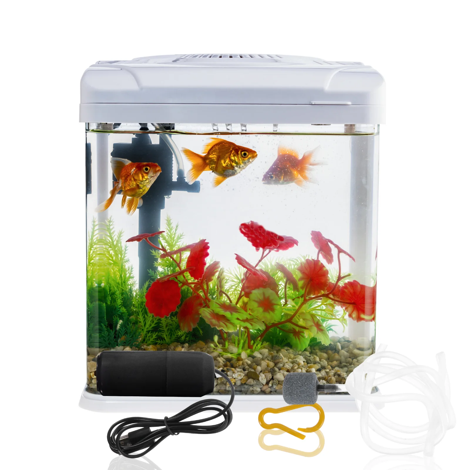 Oxygen Pump USB Aquarium Air Silent Fish Tank Portable with Tube Stone Bubbler Accessory Diving Supply