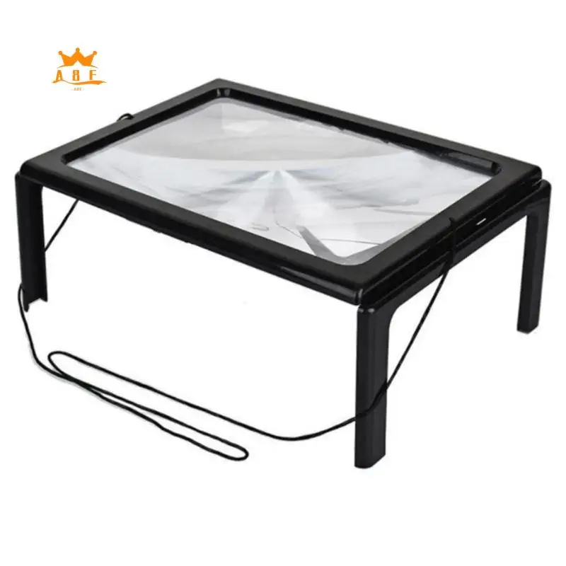 

A08E-Full Page Optical Magnifying Desk Magnifying Glass Foldable LED Lens For Elderly Sewing Knitting