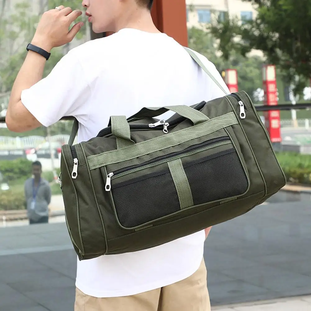 

Large Capacity Oxford Travel Duffel Bag Multi Compartment Front Mesh Pocket Adjustable Shoulder Strap for Gym Sports E9U7