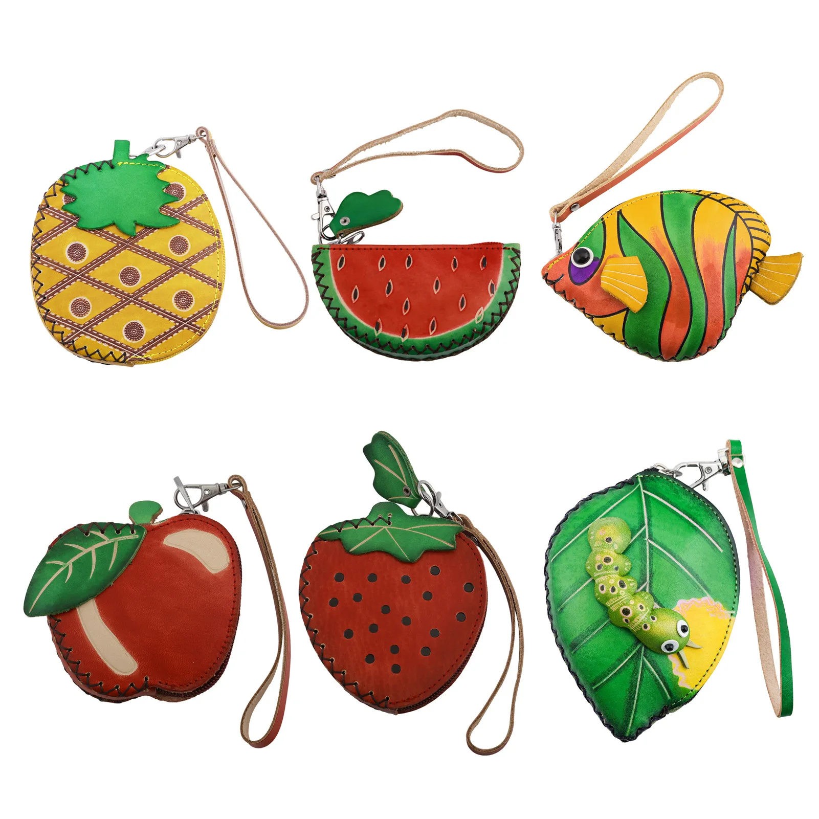 Monedero de Frutas Adorable: Piña, Sandía, Fresa, Colgante de Pez, Charm para Bolsos, Mochilas, Llaveros de Coche, Decoración, Regalo para Mujer