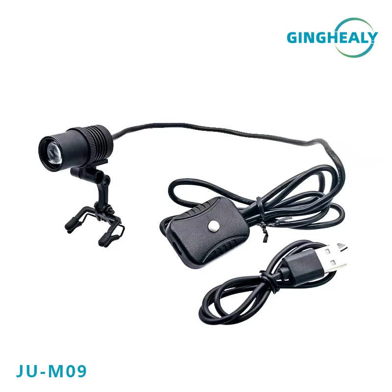 

Налобный фонарь Ginghealy 3W, 85000 люкс, с фильтром, для хирургических луп, для лабораторного использования, с креплением на ремень, USB-порт, без аккумулятора