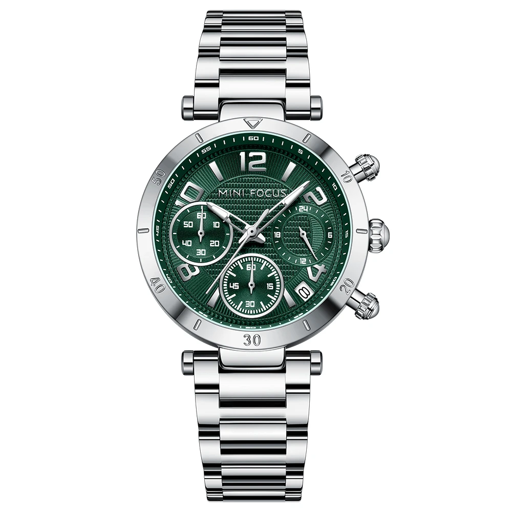MINI FOCUS Watch for Young Women Luxury Chronograph Quartz Wristwatch Lady with Auto Date Stainless Steel Strap Schoolgirl Gift