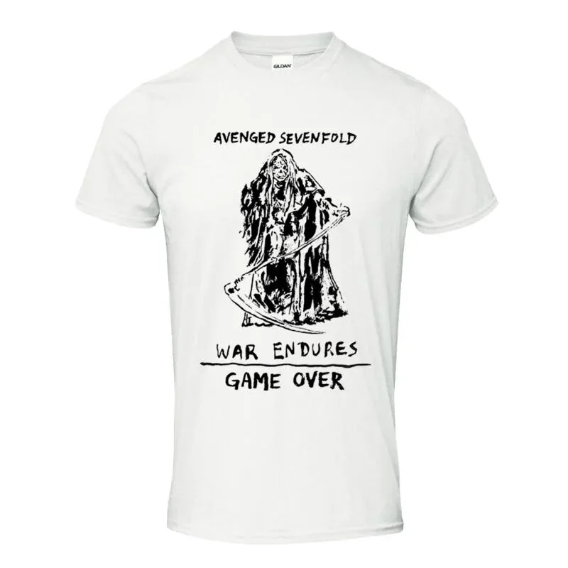 Unisex Cotton T-shirt Avenged Sevenfold War Endures Game Over Reaper Graphic Tee Metal Streetwear