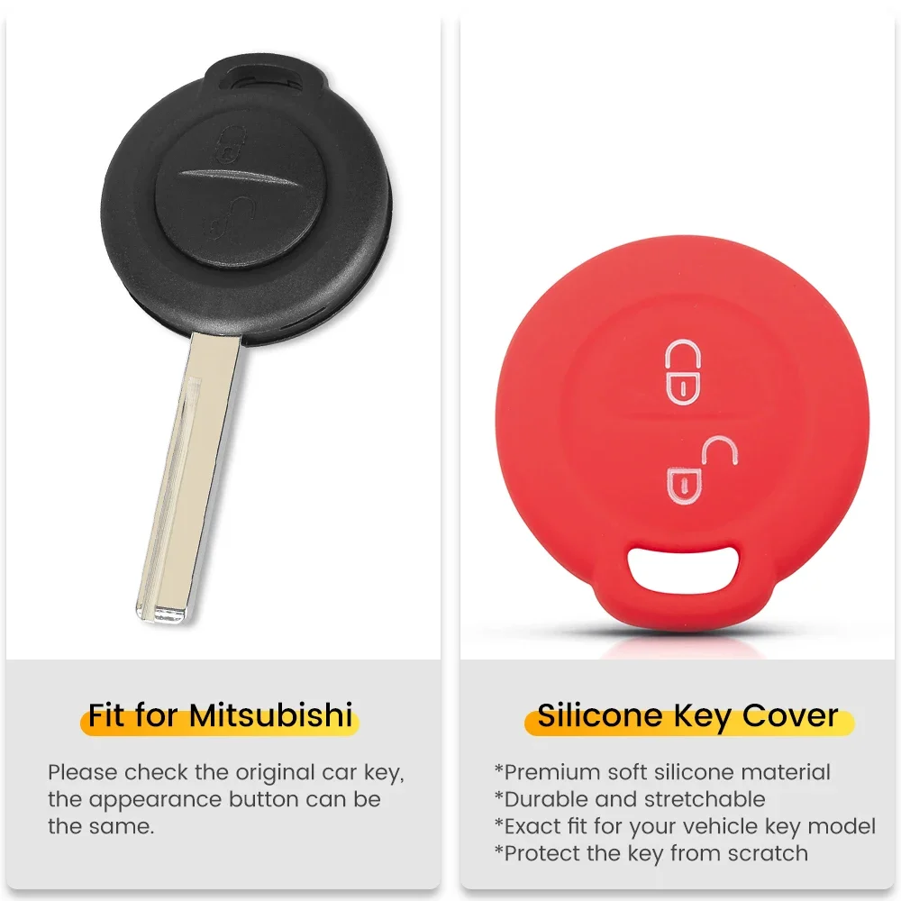 KEYYOU Silicone Remote Car Key Case Cover For Mitsubishi Colt Warior Carisma Spacestar For Benz Smart Forfour City Fob 2 Buttons