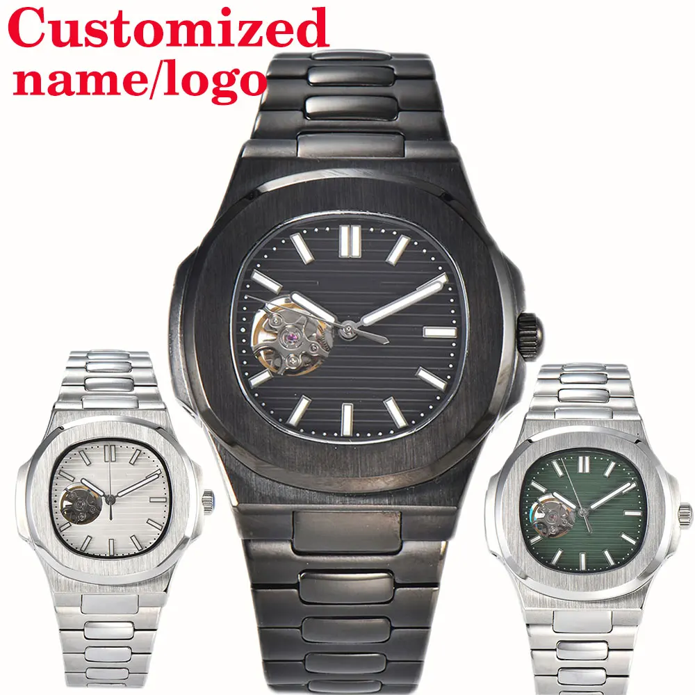 NH38 watch men's customized logo 43mmcase stainless steel case sapphire glass NH38 automatic movement custom logo