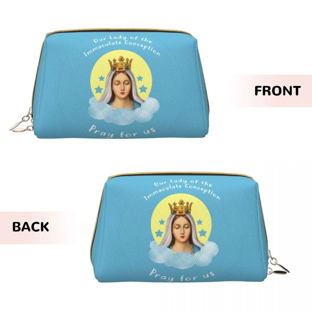 Large Capacity Our Lady Of The Immaculate Conception Cosmetic Bag Waterproof Leather Makeup Pouch Washbag Fatima Toiletry Kit