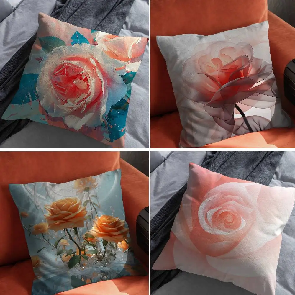 

Abstract Rose Flower Pillow Case For Car Pillows 60x60 Cushions Luxury Double sided Cover Home and Decoration Sofa 30x30
