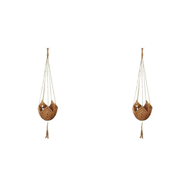 

Подвесная корзина для растений KEKA 2X Boho Macrame из джута, связанная крючком, для горшков от 3 до 12 дюймов.