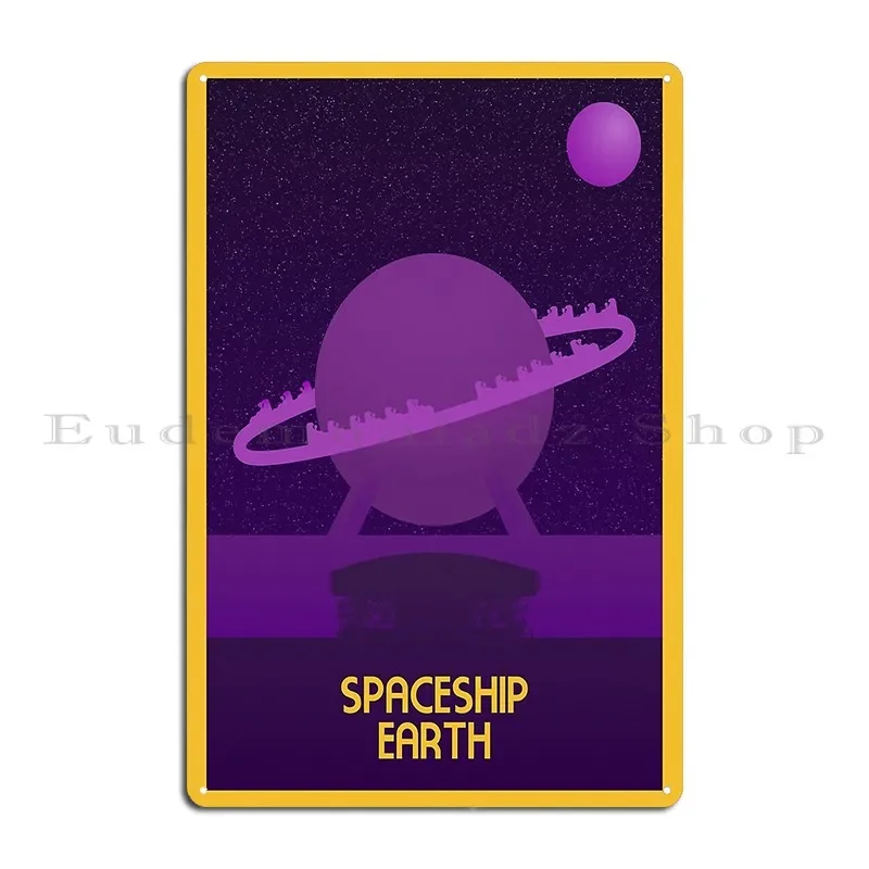 Spaceship Earth Minimalist Travel Style Theme Park Art Metal Plaque Living Room Club Cinema Personalized Retro Tin Sign Poster