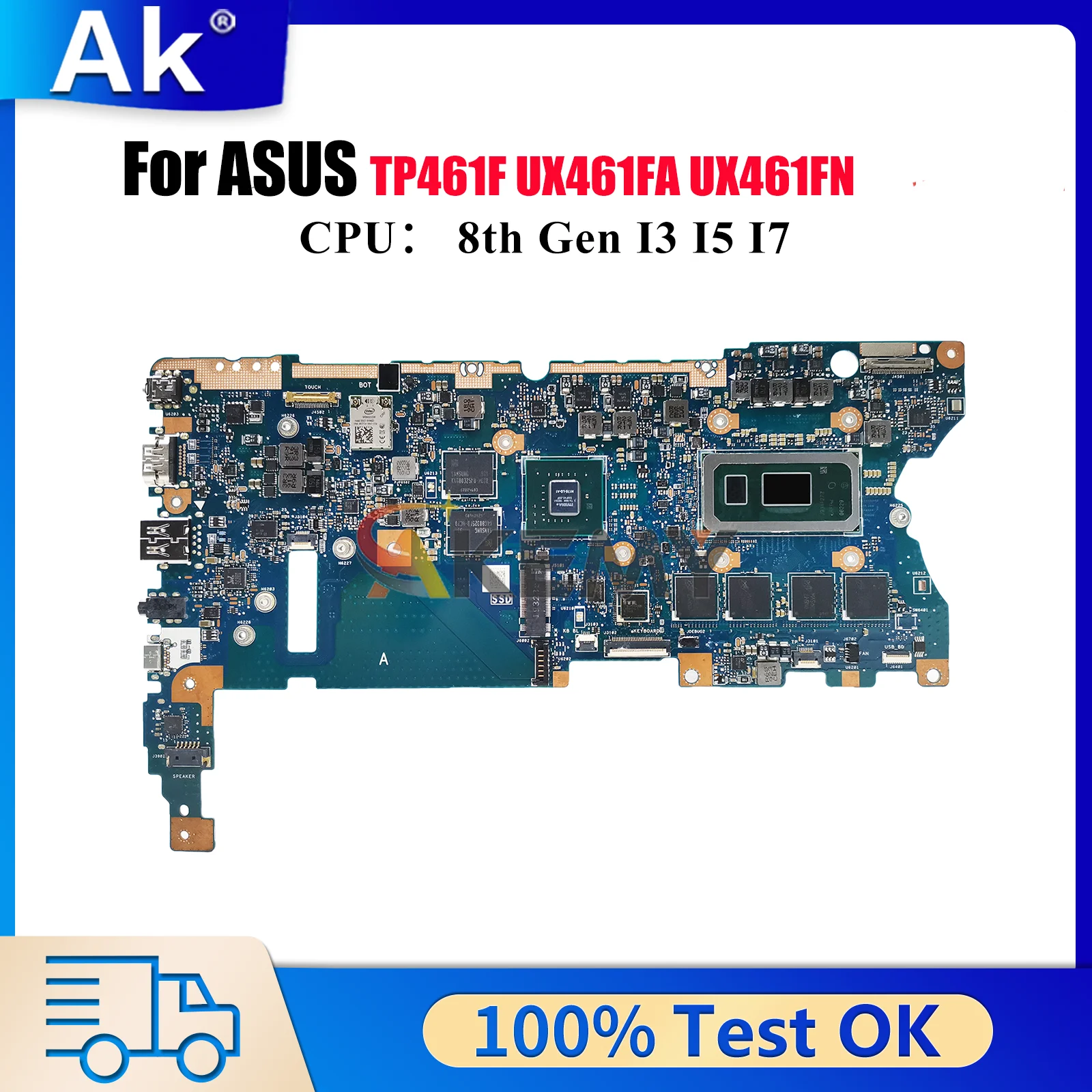 

UX461FN Laptop Motherboard For ASUS ZenBook UX46UN TP461UA TP461UN UX461 Notebook Mainboard With I3 I5 I7 CPU 100% tests OK stk