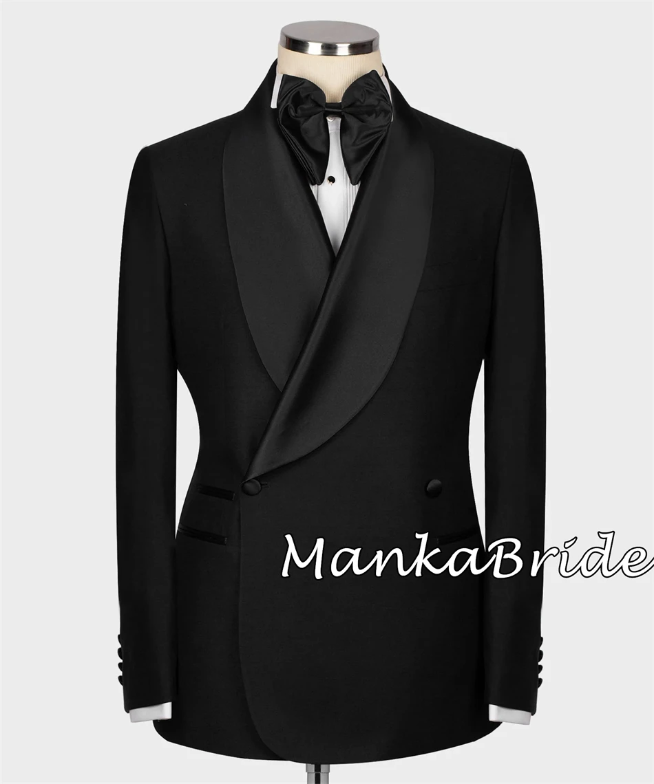 Classic Black Groom Tuxedo for Wedding 2pcs Blazer Pants Formal Party Special Occasion Men's Suit Groomsmen Male Suits