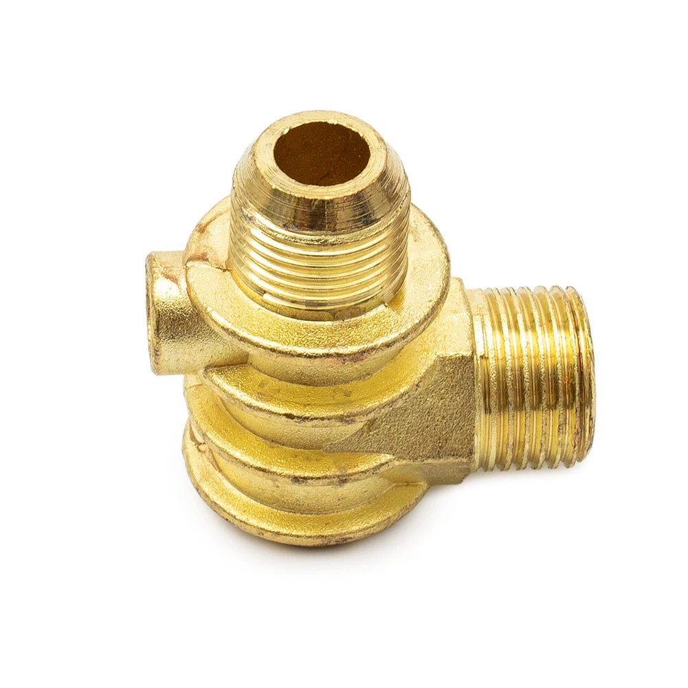 Workshop Air Compressor 3Port Check Valve Brass Male Threaded Replacement with Zinc Alloy Material and Three Way Flow