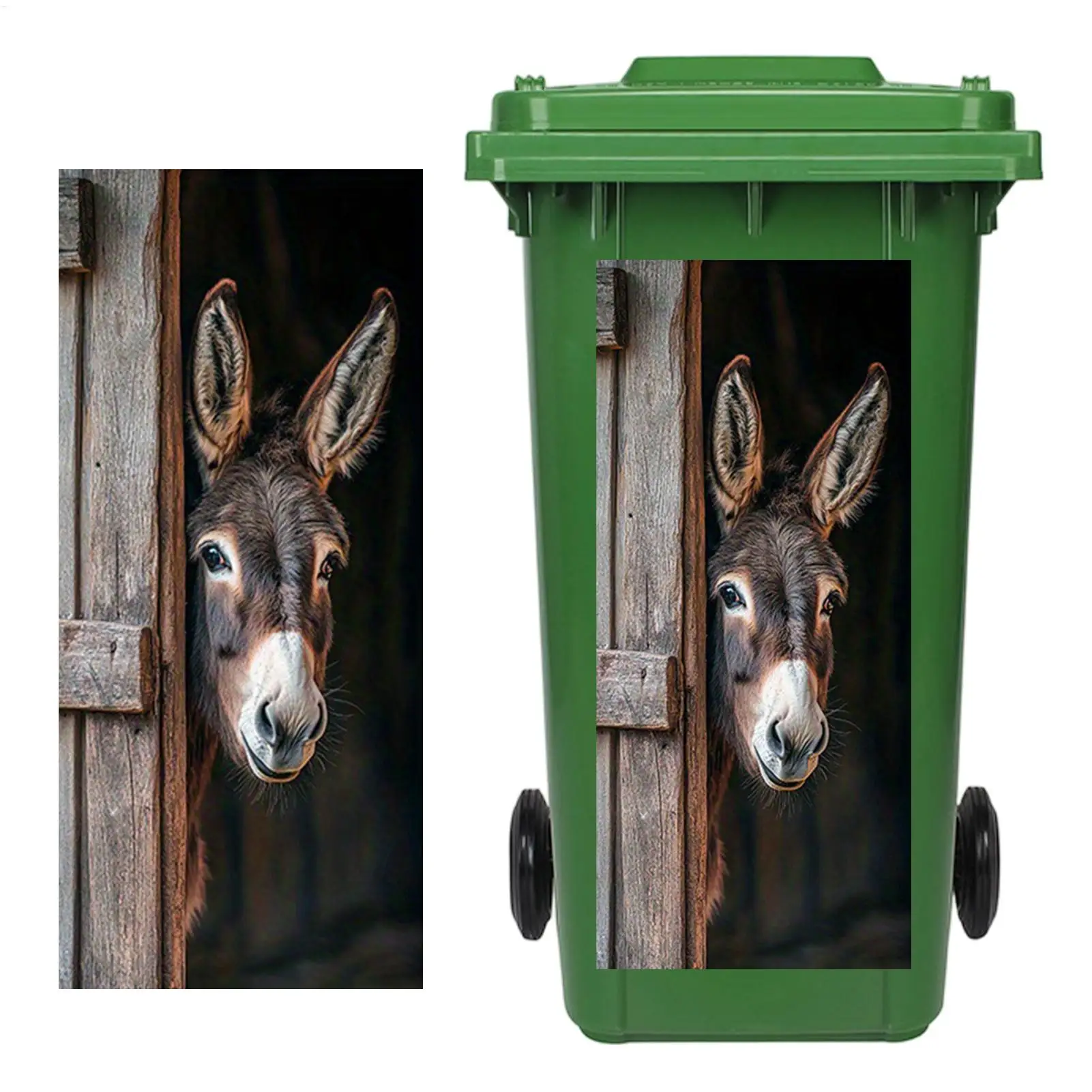 Donkeys Trash Can Sticker Outdoor Adhesive Garbage Bin Decal Sun Resistant Waterproof Painted Sticker For Street And Outdoor Use