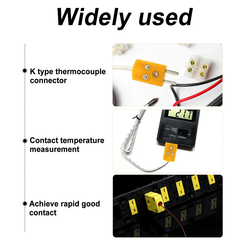 

5 Sets K Type Thermocouple Plug Connectors Cable Wire Joint Male Female Adapter for Digital Thermometer Reliable Structure