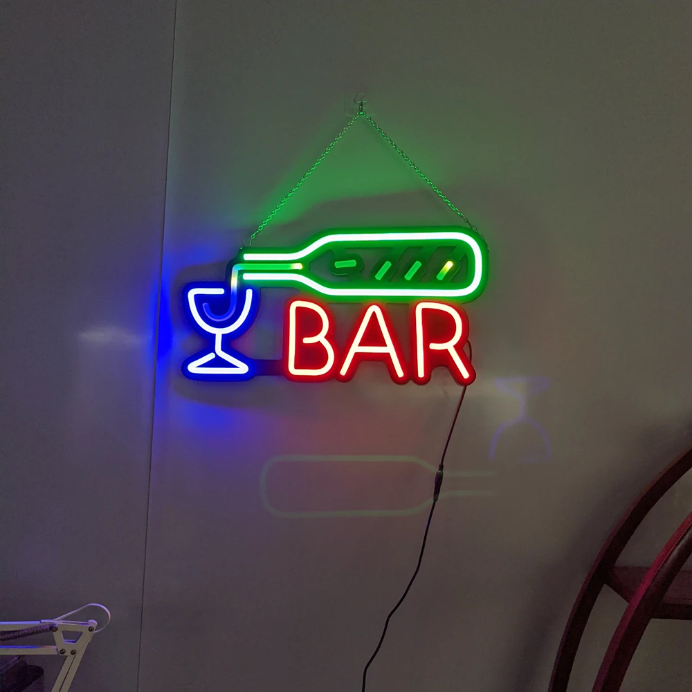 LED Neon Light BAR Sign 22 Inches Open Billboard for Bar Club, Advertising Neon Sign Pub Store Home Party Art Decorative Lights