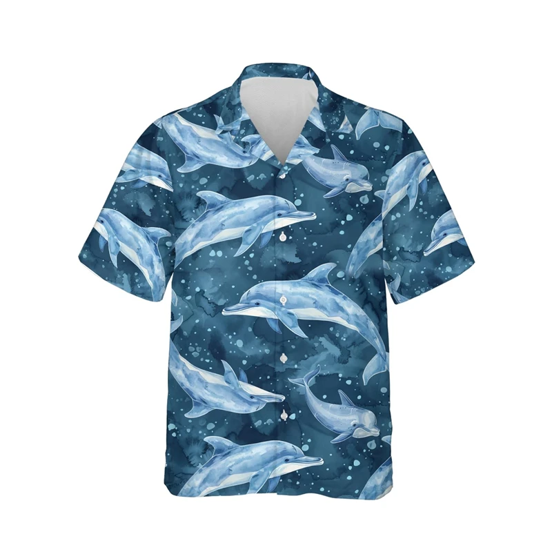 

Funny Dolphin 3D Print Beach Shirt Ocean Animal Graphic Shirts For Men Clothes Harajuku Fashion Women Short Sleeve Blouses Tops