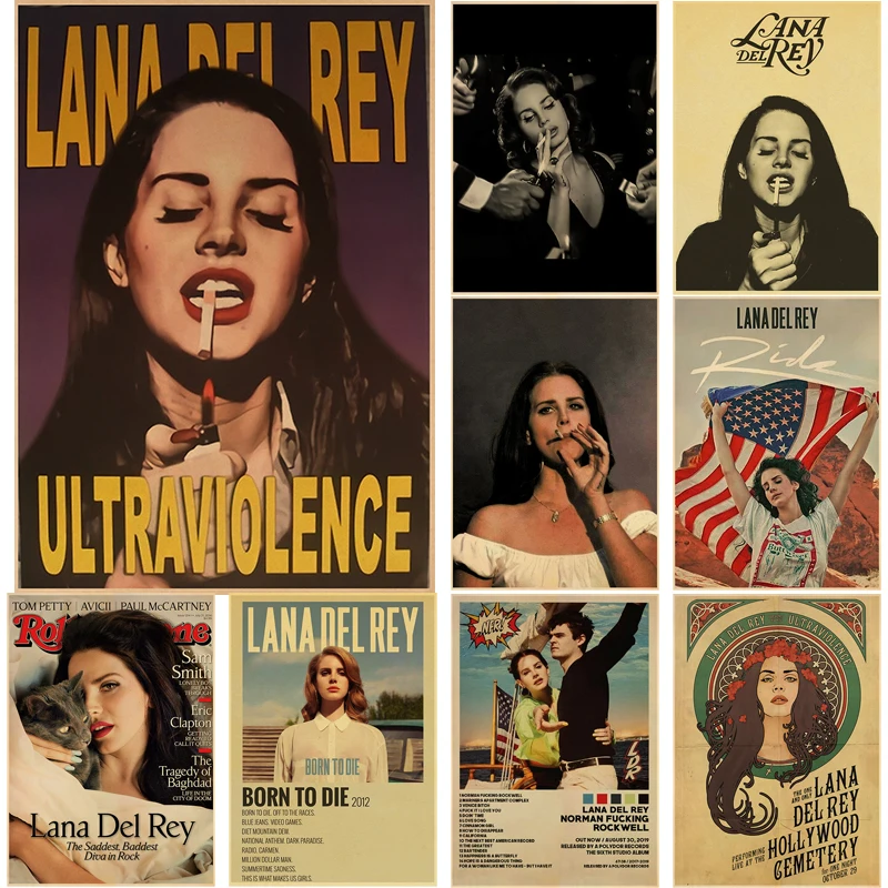 Singer Lana Del Rey Vintage Posters Born To Die Retro Kraft Paper Sticker DIY Room Bar Cafe Decor Gift Print Art Wall Paintings