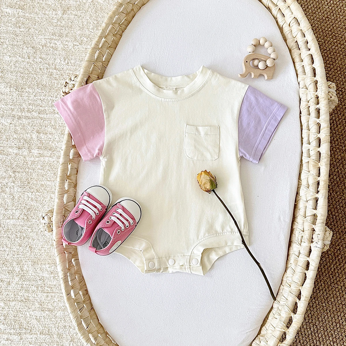 

2024 Newborn Summer Baby Romper Cotton Short Sleeved Triangle Bodysuit Casual Jumpsuit Kid Clothing Boys Girls Infant 0-18M