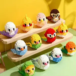 Micro building blocks for children, bird parrot, cockatiel, parakeet, diy mounted, 3D model, mini Bricks builder, pigeon, macaw 10 Main Sales Macaw Clothing - №6