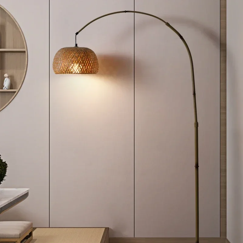 

Bedroom Warm Standing Desk Lamp Grass Rattan Floor Internet Celebrity Living Room Sofa Fishing