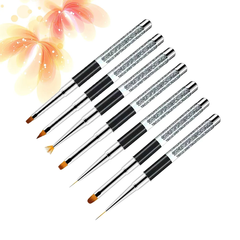 

7Pcs Nail Art Pen Brush Kit with Drill Handle Professional Nail Painting Tools for Liner Set for Women Girls