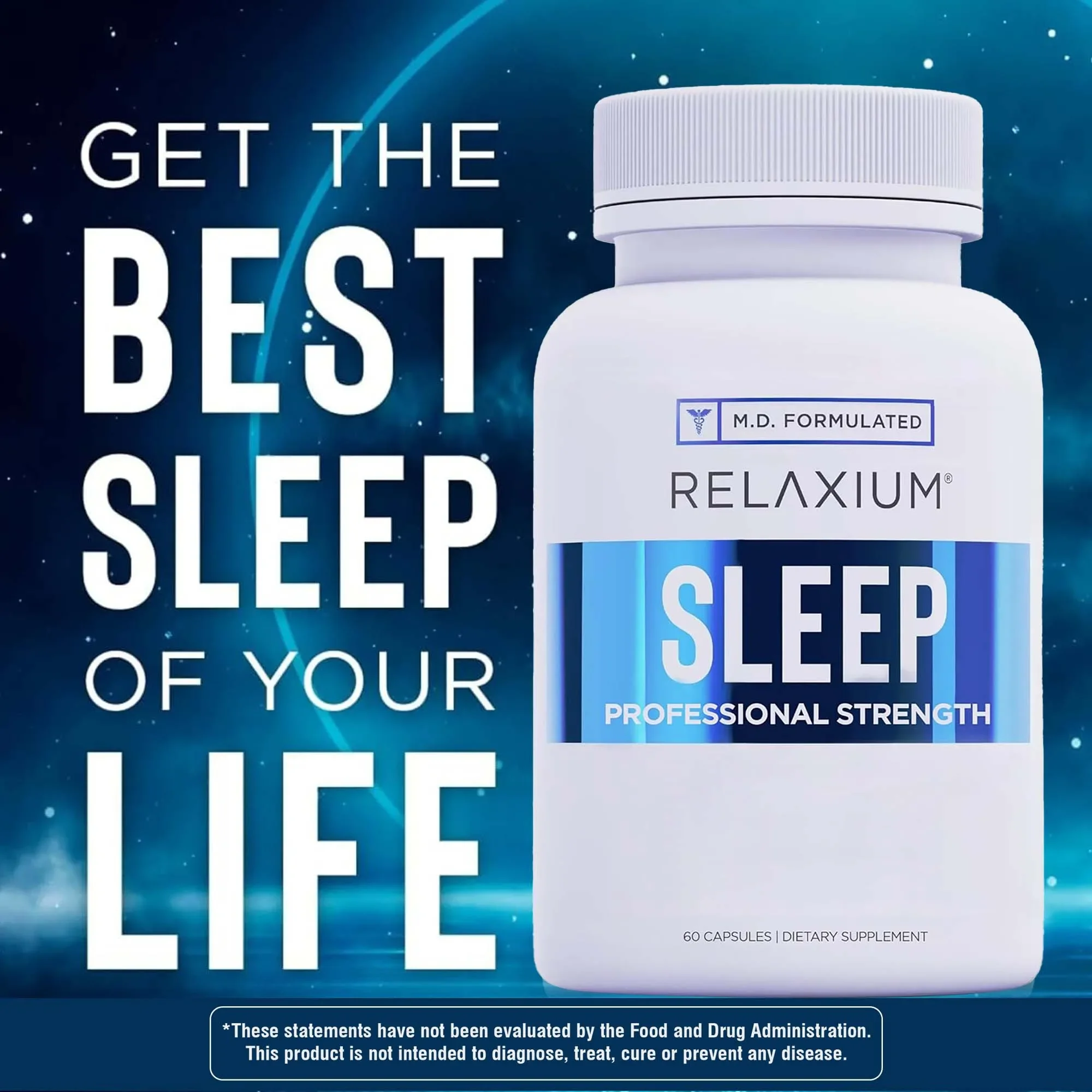 مكمل النوم - قوة احترافية، مكمل غذائي لنوم أفضل - L-Tryptophan، المغنيسيوم - 60 كبسولة