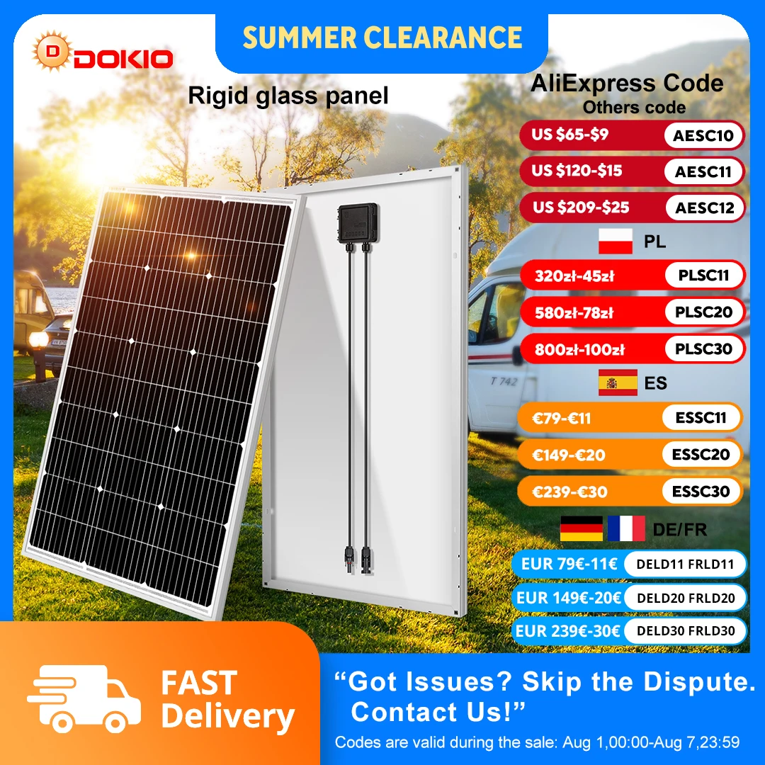 Dokio 18 V 100 W 200 W 400 W (kits) nouveau panneau solaire rigide étanche 12 V contrôleur pour Charge domestique