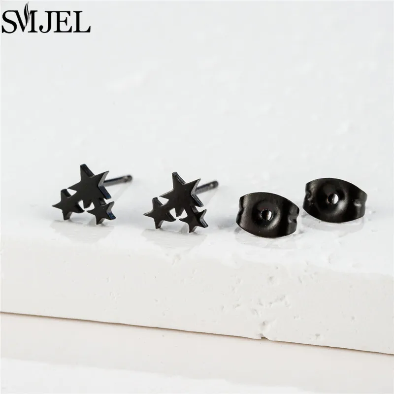 Women's Stainless Steel Mini Stud Earrings, Geometric Design