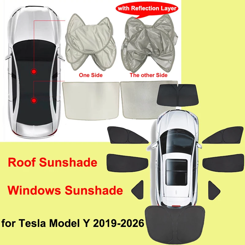 

for Tesla Model Y Juniper 2026 Accessories Glass Roof Sun Shade Sunroof Shading Cover MY 2025 2024 Anti-UV Protection Skylight