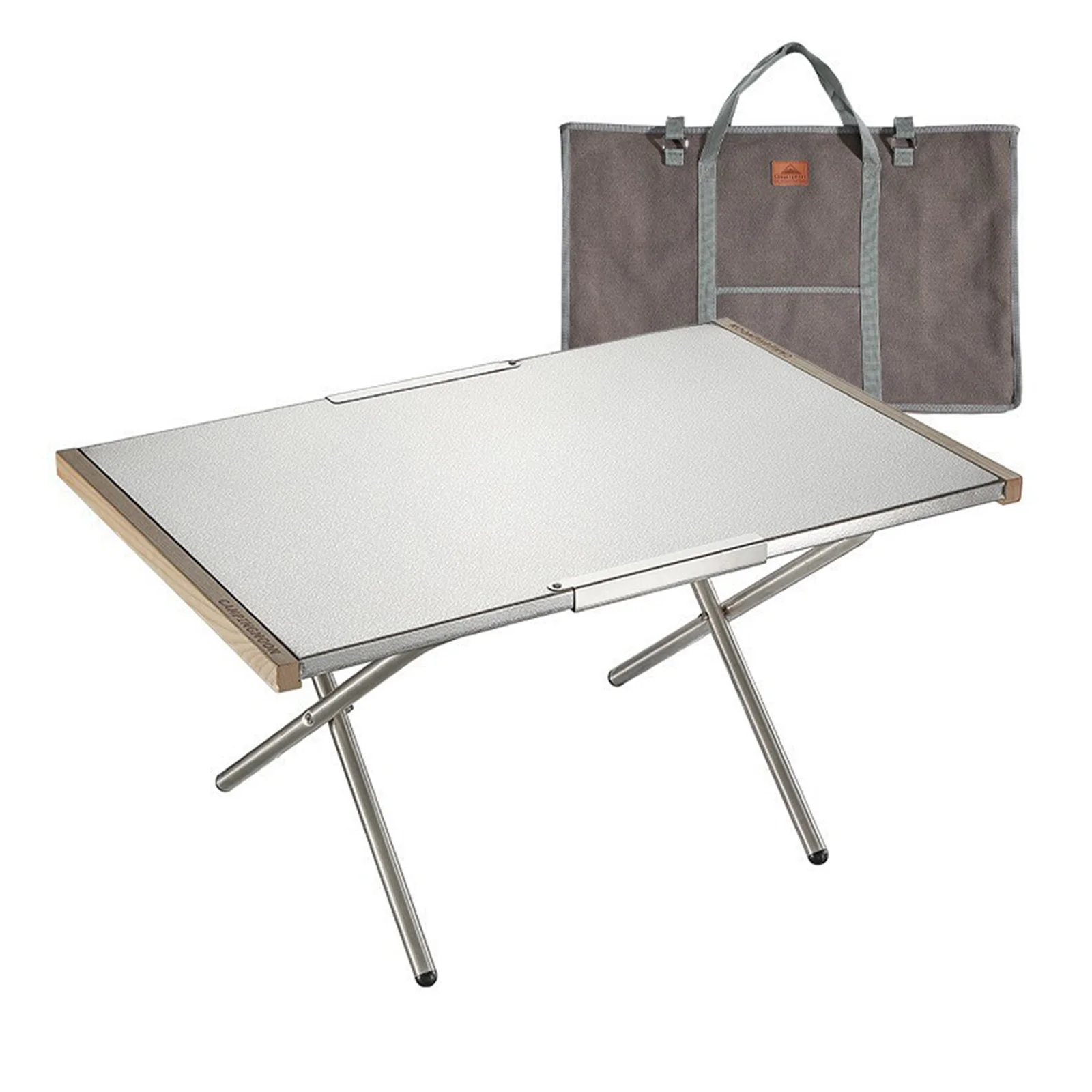 

Small Steel Table Foldable Easy to Store High-Temperature Resistant Pleasing Quick Installation Stainless Steel Tabletop High