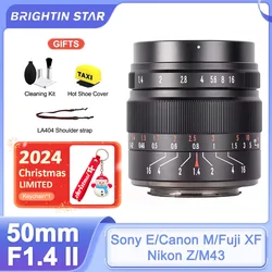 Brightin Star 50mm F1.4 II APS-C Prime Large Aperture Manual Lens for Sony E Fuji XF Olympus Panasonic M4/3 Canon EOS M Nikon Z