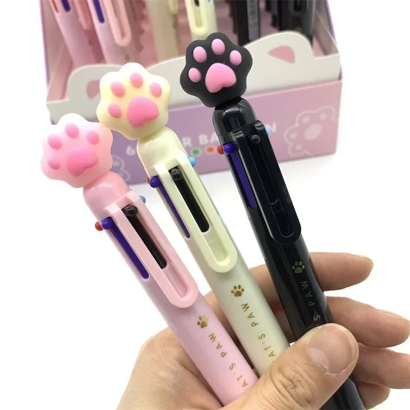 Creative Cat Paw 6 Clors Ballpoint Pens Kawaii Scrapbooking Planner Gel Pens Korean Stationery Kids Gift School Office Supplies