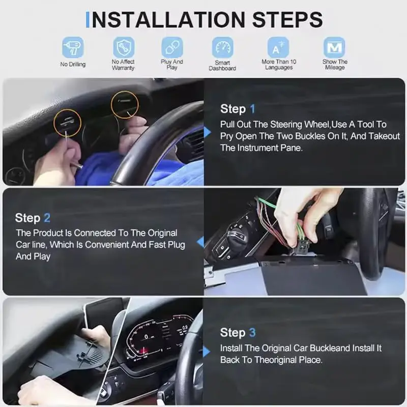 عرض مجموعة الأدوات الرقمية لسيارات BMW F30 F31 GT-F34 F32 F33 F36 عداد السرعة 12.3 بوصة HD screen1920*720/2S سريع التمهيد/التوصيل والتشغيل