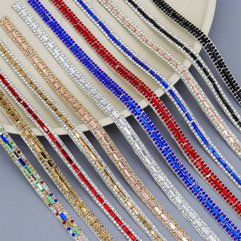 

10Yards Rhinestone Trim Bag Hat DIY Wedding Colored Rhinestone Ribbon Gift Decoration Strap Ribbons Roll Banding Belt Crystal