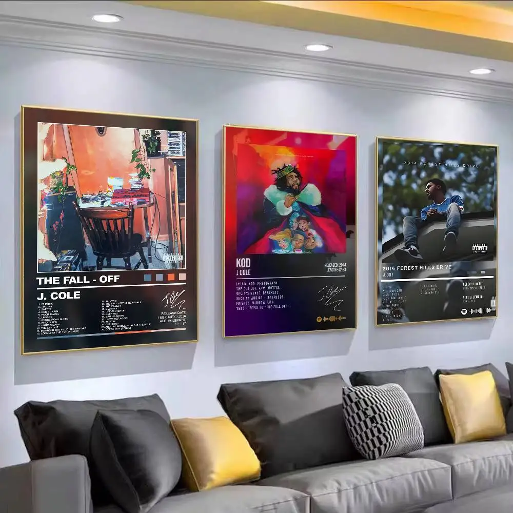 J Cole The Fall-Off album   Vintage Posters Sticky Retro Kraft Paper Sticker DIY Room Bar Cafe Kawaii Room Decor