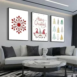 Vintage Merry Christmas Tree Deer Snow Art Poster Canvas Painting Wall P Poster
