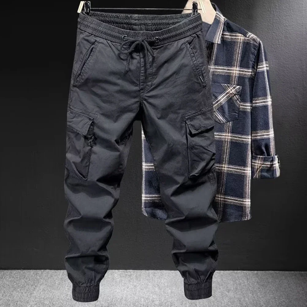 

Hot Autumn Hiking Cargo Pants Trousers Durable Loose Overalls Slight Stretch Solid Color With Multiple Pockets