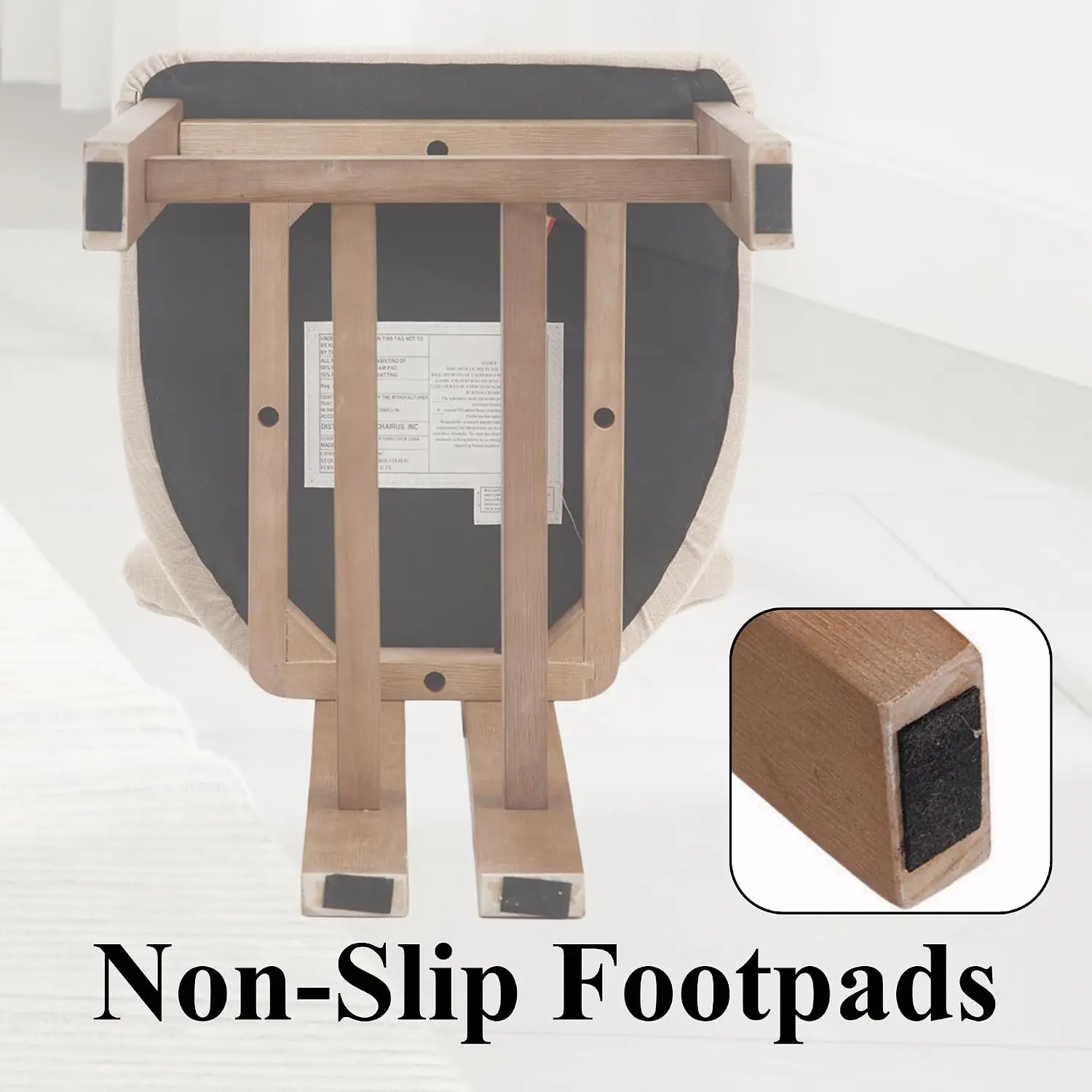 Farmhouse Bar Stools Set of 4 Modern 26" Counter Height with Padded Back Upholstered Wood Legs Beige, Customized - view 6