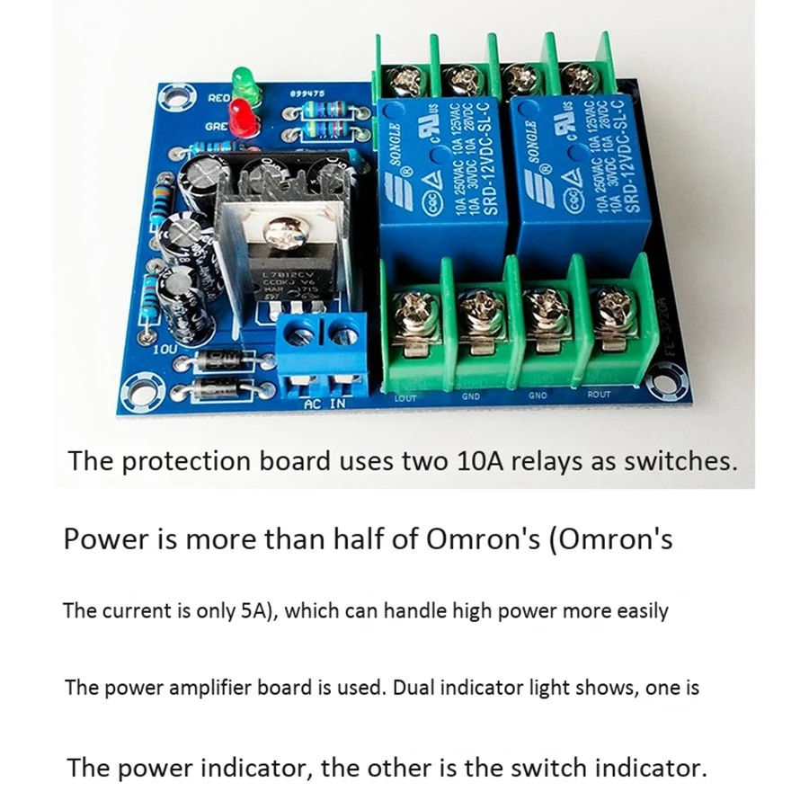 Dual Channel Speaker Proteção Circuit Board, amplificador de áudio de alta potência, Speaker Protector