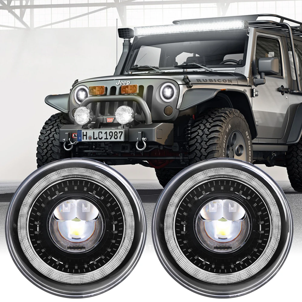 Start with a touch of white halo evolution 7 inch led headlight 120w high low for jeep w rangler jk headlight mounting bracket